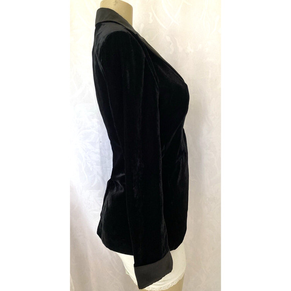 JASON WU Black Velvet Velour Blazer Jacket Satin Collar Tuxedo Peak Lape… - Picture 4 of 5